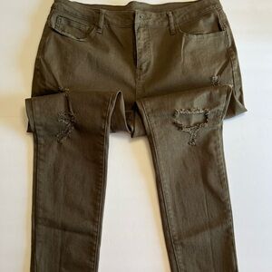 Distressed Olive Jeans for Women